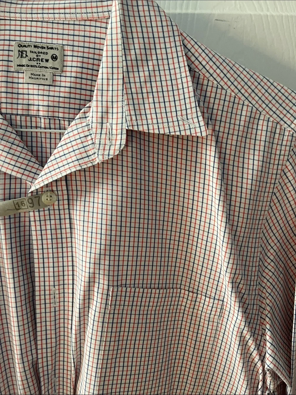 J. Crew Men's Pink and Blue Micro-Check Dress Shirt